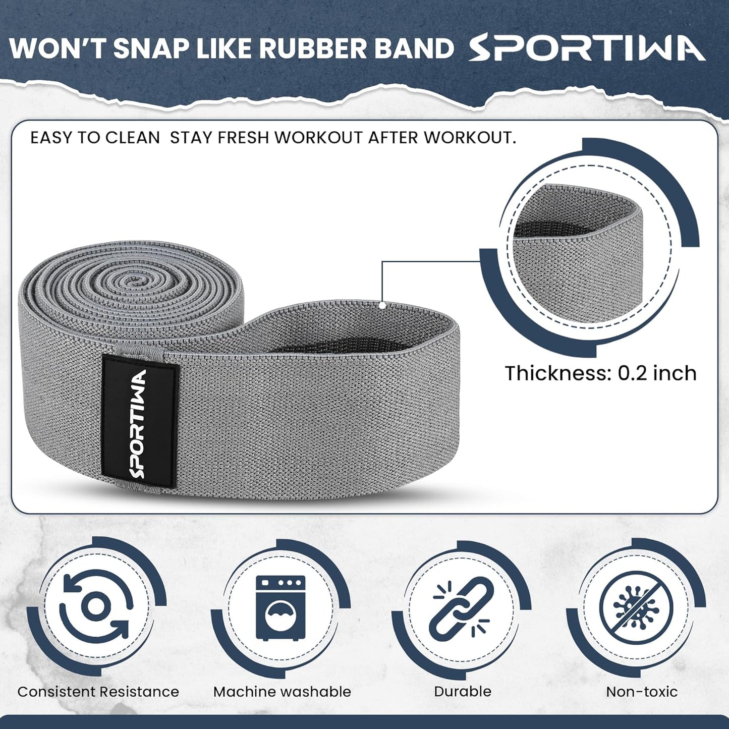 Sportiwa Premium 76" Extended Fabric Resistance Band